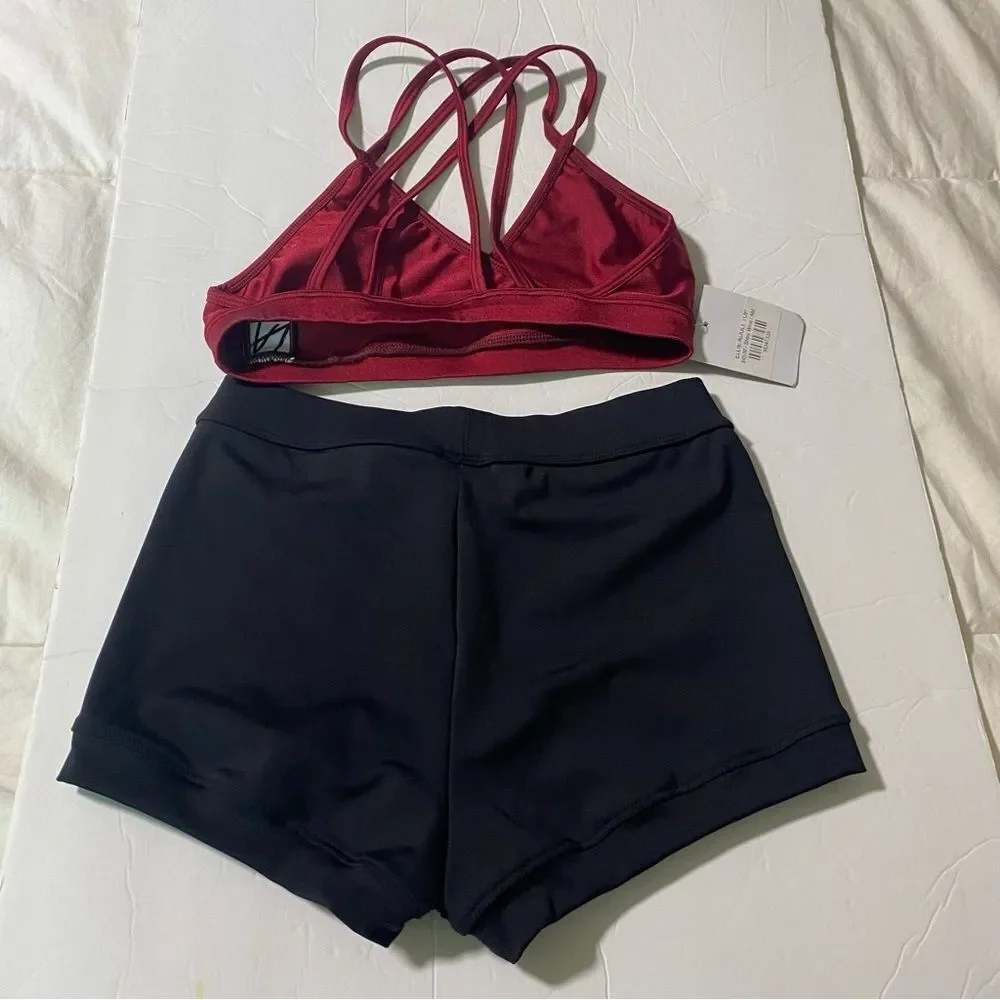 LA dance solo convention tryouts burgundy black 2 piece set MA medium adult NEW